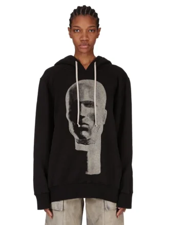 DRKSHDW FW25 CONCORDIANS SUDADERA CON CAPUCHA OVERSIZE EN FELPA NEGRO/PERLA SLUP DS02E7241FSLP1P-0908
