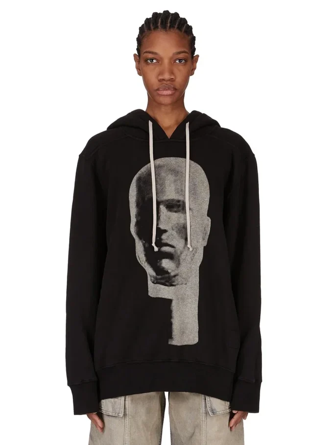 DRKSHDW FW25 CONCORDIANS SUDADERA CON CAPUCHA OVERSIZE EN FELPA NEGRO/PERLA SLUP DS02E7241FSLP1P-0908 DRKSHDW FW25 CONCORDIANS SUDADERA CON CAPUCHA OVERSIZE EN FELPA NEGRO/PERLA SLUP DS02E7241FSLP1P-0908