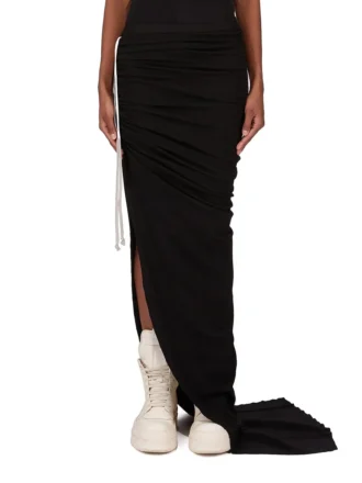 FALDA CONCORDIANS EDFU DE RICK OWENS FW25 EN JERSEY DOBLEMENTE CEPILLADO NEGRO DS02E7337JDB-09