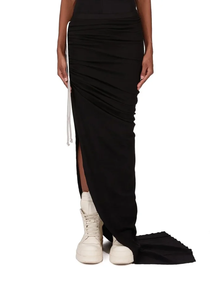 FALDA CONCORDIANS EDFU DE RICK OWENS FW25 EN JERSEY DOBLEMENTE CEPILLADO NEGRO DS02E7337JDB-09 FALDA CONCORDIANS EDFU DE RICK OWENS FW25 EN JERSEY DOBLEMENTE CEPILLADO NEGRO DS02E7337JDB-09