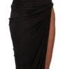 FALDA CONCORDIANS HYDRA DE RICK OWENS FW25 EN JERSEY DE VISCOSA SATÉN NEGRO. LI02E3315JVS-09 FALDA CONCORDIANS HYDRA DE RICK OWENS FW25 EN JERSEY DE VISCOSA SATÉN NEGRO. LI02E3315JVS-09