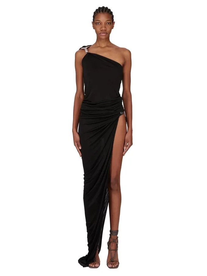 FALDA CONCORDIANS HYDRA DE RICK OWENS FW25 EN JERSEY DE VISCOSA SATÉN NEGRO. LI02E3315JVS-09 FALDA CONCORDIANS HYDRA DE RICK OWENS FW25 EN JERSEY DE VISCOSA SATÉN NEGRO. LI02E3315JVS-09