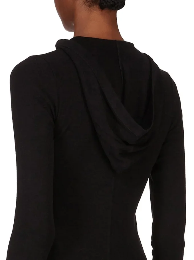 RICK OWENS FW25 CONCORDIANS CHAQUETA DE MANGA CORTA CON CAPUCHA Y ACANALADO EN JERSEY NEGRO RAININO. RP02E4210RJR-09 RICK OWENS FW25 CONCORDIANS CHAQUETA DE MANGA CORTA CON CAPUCHA Y ACANALADO EN JERSEY NEGRO RAININO. RP02E4210RJR-09
