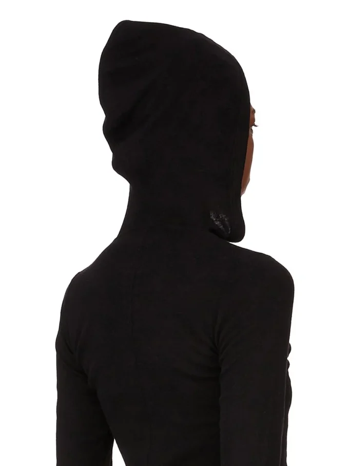 RICK OWENS FW25 CONCORDIANS CHAQUETA DE MANGA CORTA CON CAPUCHA Y ACANALADO EN JERSEY NEGRO RAININO. RP02E4210RJR-09 RICK OWENS FW25 CONCORDIANS CHAQUETA DE MANGA CORTA CON CAPUCHA Y ACANALADO EN JERSEY NEGRO RAININO. RP02E4210RJR-09