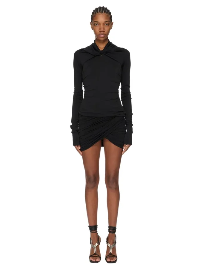 RICK OWENS FW25 CONCORDIANS KAIRO LS TOP EN JERSEY DE CREPÉ DE VISCOSA NEGRO LI02E3212CVI-09 RICK OWENS FW25 CONCORDIANS KAIRO LS TOP EN JERSEY DE CREPÉ DE VISCOSA NEGRO LI02E3212CVI-09
