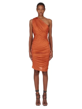 RICK OWENS FW25 CONCORDIANS VESTIDO AMIRA EN JERSEY DE VISCOSA SATÉN NARANJA. LI02E3526JVS-153