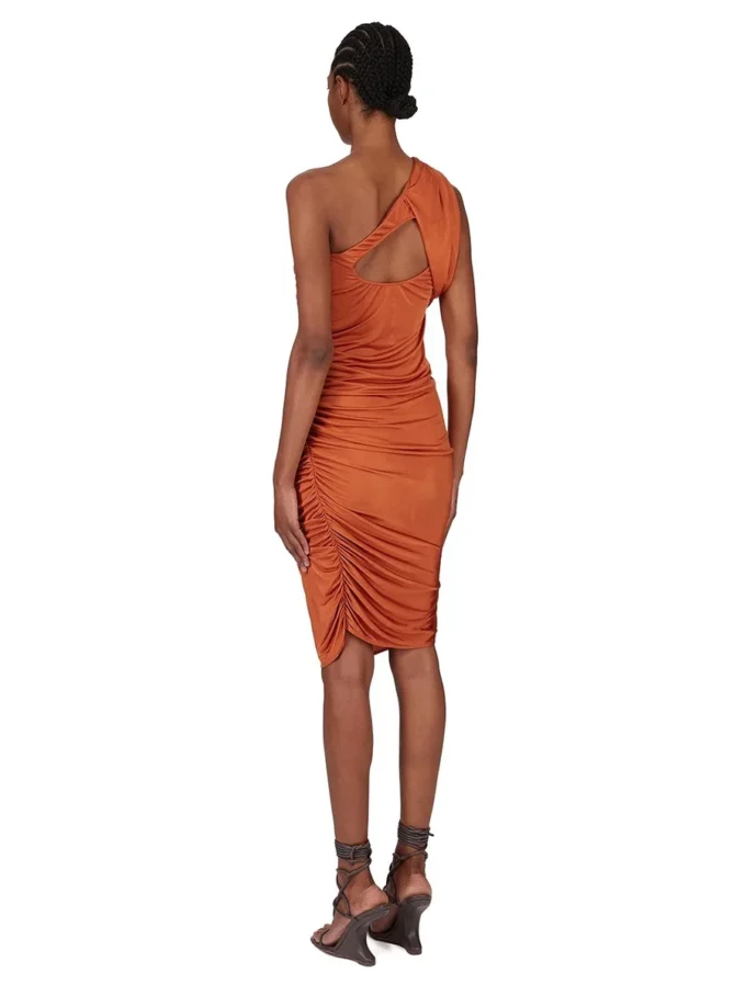 RICK OWENS FW25 CONCORDIANS VESTIDO AMIRA EN JERSEY DE VISCOSA SATÉN NARANJA. LI02E3526JVS-153 RICK OWENS FW25 CONCORDIANS VESTIDO AMIRA EN JERSEY DE VISCOSA SATÉN NARANJA. LI02E3526JVS-153