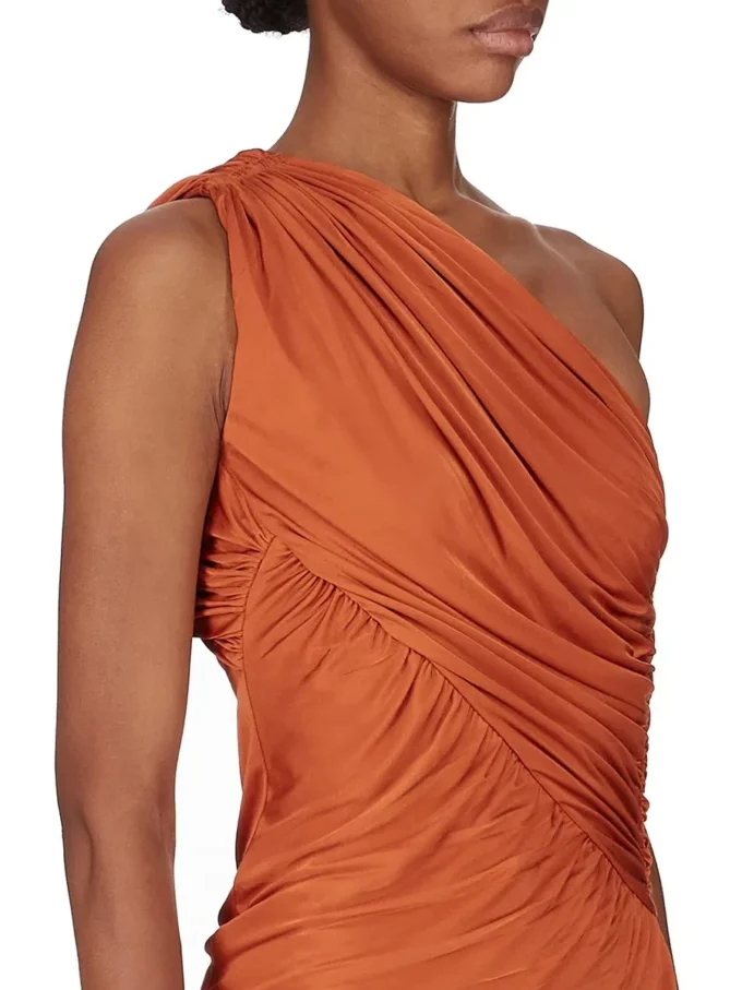 RICK OWENS FW25 CONCORDIANS VESTIDO AMIRA EN JERSEY DE VISCOSA SATÉN NARANJA. LI02E3526JVS-153 RICK OWENS FW25 CONCORDIANS VESTIDO AMIRA EN JERSEY DE VISCOSA SATÉN NARANJA. LI02E3526JVS-153