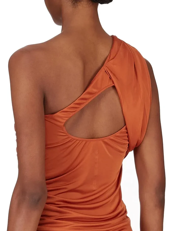 RICK OWENS FW25 CONCORDIANS VESTIDO AMIRA EN JERSEY DE VISCOSA SATÉN NARANJA. LI02E3526JVS-153 RICK OWENS FW25 CONCORDIANS VESTIDO AMIRA EN JERSEY DE VISCOSA SATÉN NARANJA. LI02E3526JVS-153