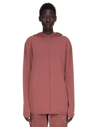 SUDADERA CON CAPUCHA OVERSIZE CONCORDIANS FW25 DE RICK OWENS EN PUNTO RASATO LIGERO DE COLOR PALISANDRO. RP02E4613M-13