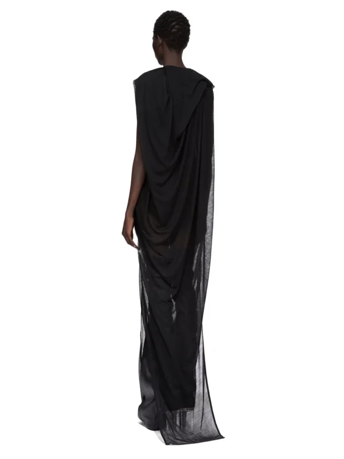 VESTIDO CONCORDIANS NOUVEAU FW25 DE RICK OWENS EN JERSEY DE LANA TRANSPARENTE NEGRO. RP02E4574JWR-09 VESTIDO CONCORDIANS NOUVEAU FW25 DE RICK OWENS EN JERSEY DE LANA TRANSPARENTE NEGRO. RP02E4574JWR-09