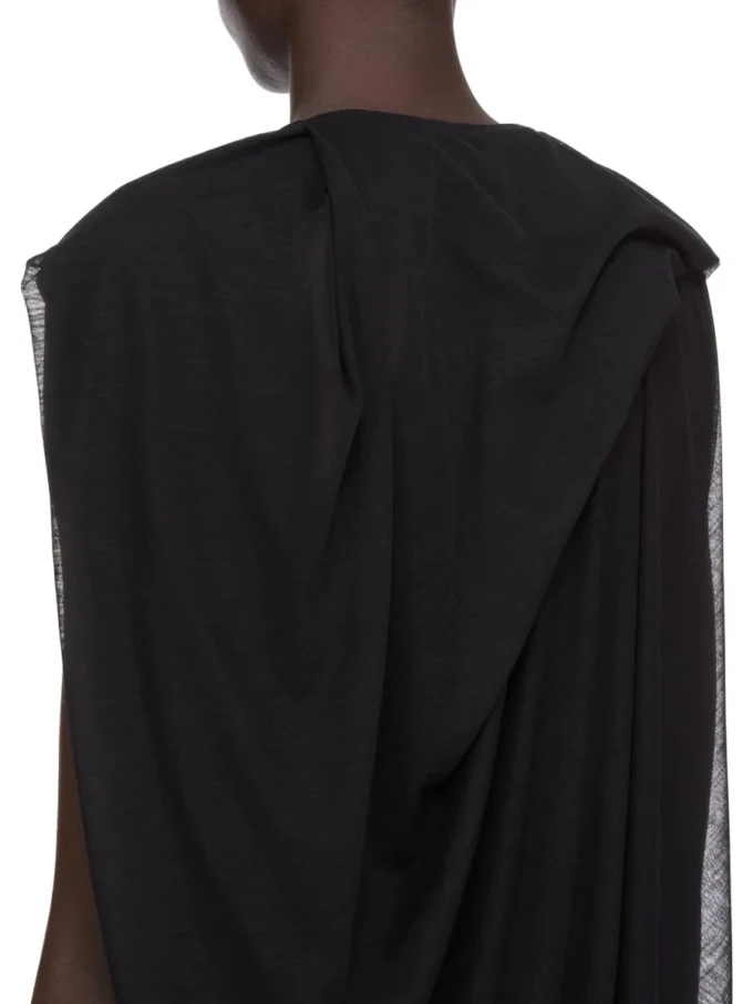 VESTIDO CONCORDIANS NOUVEAU FW25 DE RICK OWENS EN JERSEY DE LANA TRANSPARENTE NEGRO. RP02E4574JWR-09 VESTIDO CONCORDIANS NOUVEAU FW25 DE RICK OWENS EN JERSEY DE LANA TRANSPARENTE NEGRO. RP02E4574JWR-09