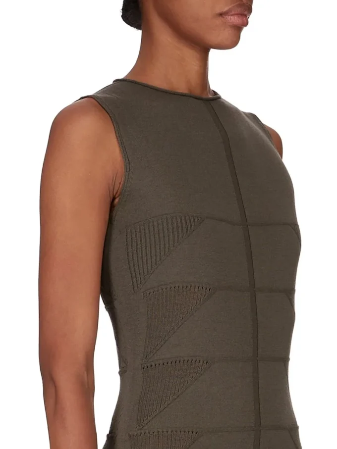 VESTIDO DE TIRANTES CONCORDIANS FW25 DE RICK OWENS MOTIVO EN PUNTO RASATO LIGERO BOSCO RP02E4676MLK-25 VESTIDO DE TIRANTES CONCORDIANS FW25 DE RICK OWENS MOTIVO EN PUNTO RASATO LIGERO BOSCO RP02E4676MLK-25